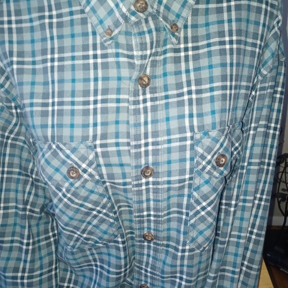 Duluth Trading Men's Blue Plaid Button Down Flannel Shirt Size XL - Picture 2 of 4